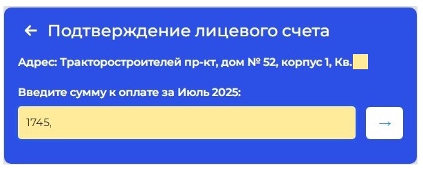 Шаг 3. Подтверждение лицевого счета